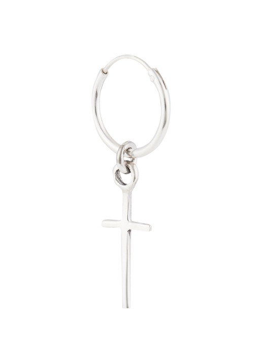 Fashionology Cross enkele oorhanger van zilver - voorkant 3 undefined