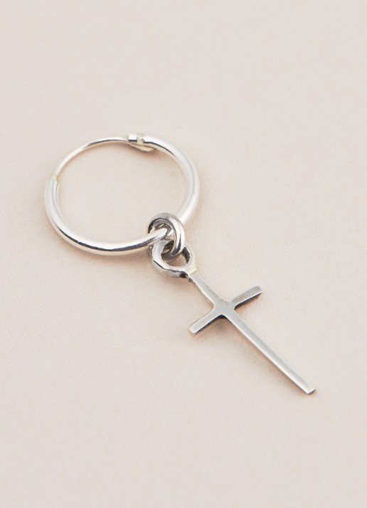 Fashionology Cross enkele oorhanger van zilver - voorkant 4 undefined