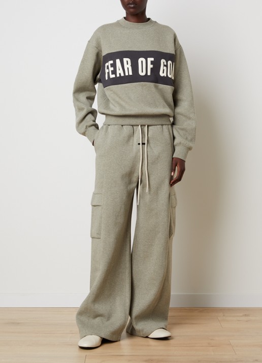 Fear of God Essentials High waist wide fit joggingsbroek met steekzakken - voorkant 5 lichtgrijs