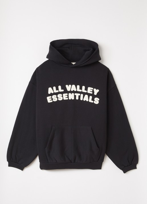 Fear of God Essentials Hoodie met front- en backprint - voorkant 2 zwart
