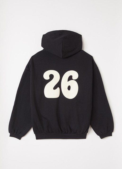 Fear of God Essentials Hoodie met front- en backprint - voorkant 3 zwart