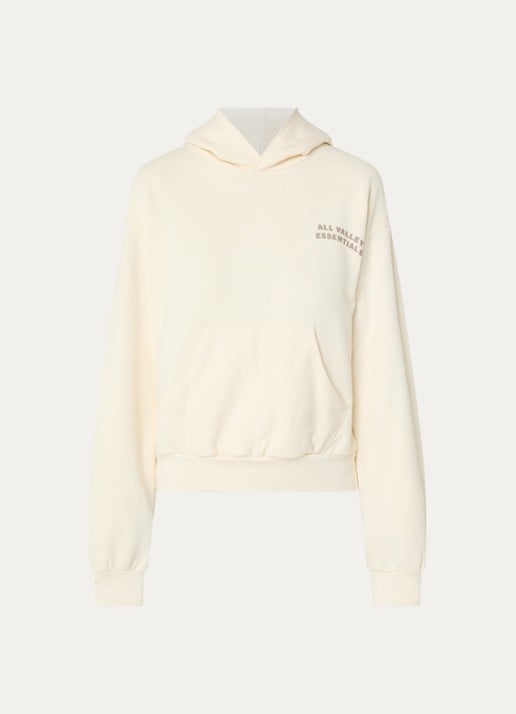 Fear of God Essentials Hoodie met front- en backprint - voorkant creme