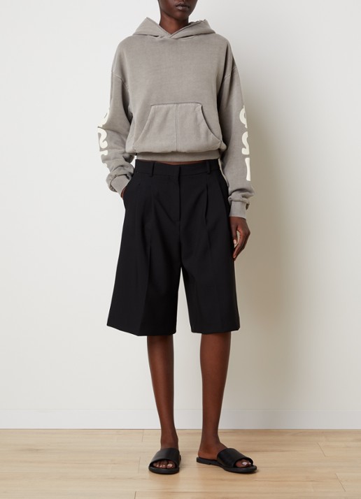 Fear of God Essentials Hoodie met front- en backprint - voorkant 2 lichtgrijs