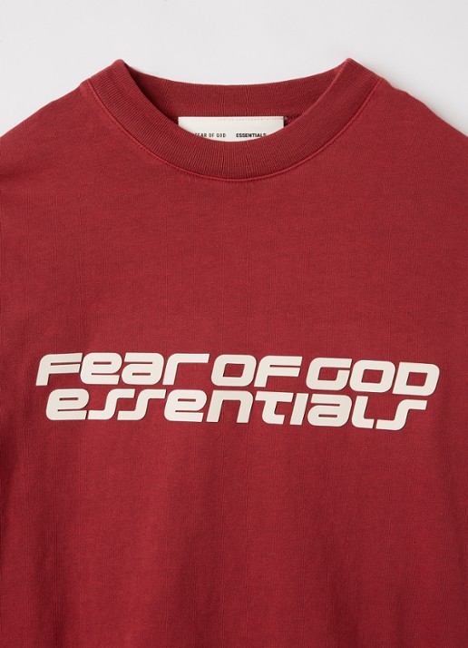 Fear of God Essentials Longsleeve met logoprint - detail 3 steenrood