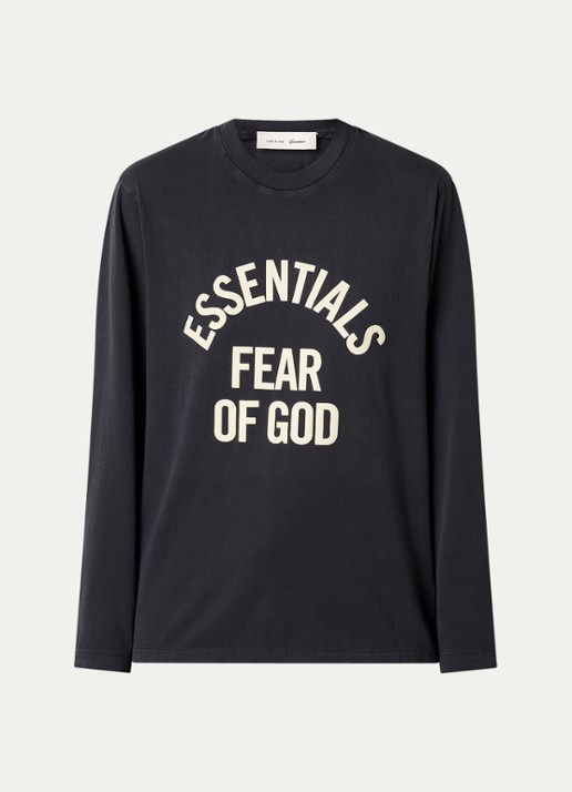 Fear of God Essentials Longsleeve met logoprint - voorkant antraciet