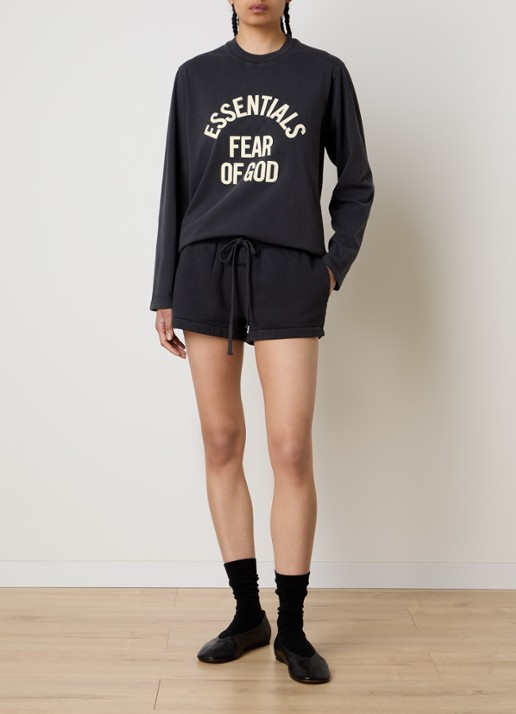 Fear of God Essentials Longsleeve met logoprint - voorkant 2 antraciet