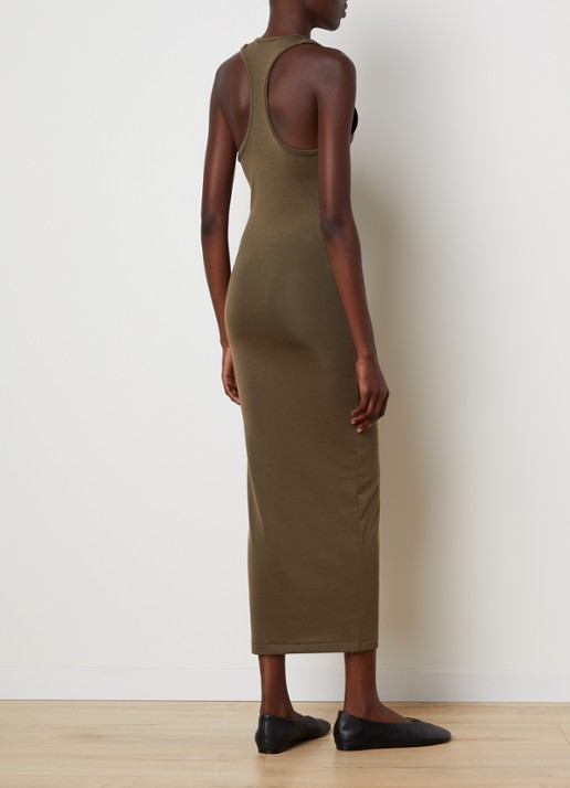 Fear of God Essentials Maxi jurk met racerback - voorkant 5 bronsgroen