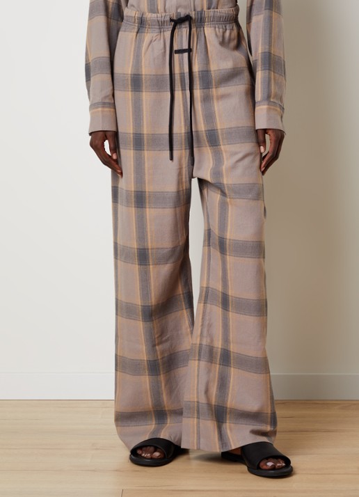 Fear of God Essentials Mid waist flared fit lounge joggingbroek met ruitdessin - detail 2 donkerbeige