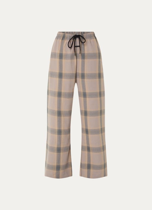 Fear of God Essentials Mid waist flared fit lounge joggingbroek met ruitdessin - voorkant 4 donkerbeige