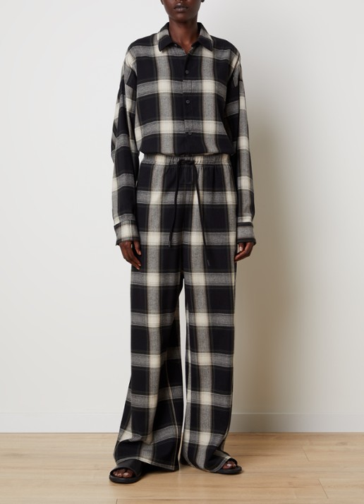 Fear of God Essentials Mid waist flared fit lounge joggingbroek met ruitdessin - voorkant 5 antraciet