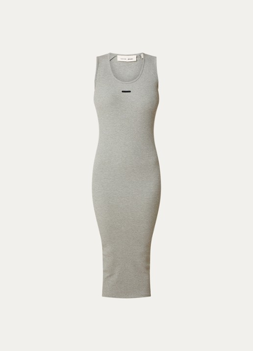 Fear of God Essentials Midi jurk met ronde hals - voorkant 4 lichtgrijs
