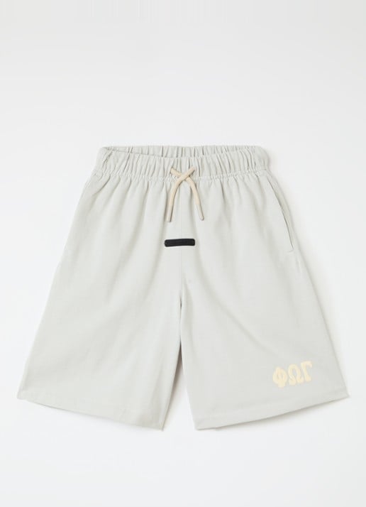 Fear of God Essentials Straight fit korte joggingbroek met logo - voorkant paars