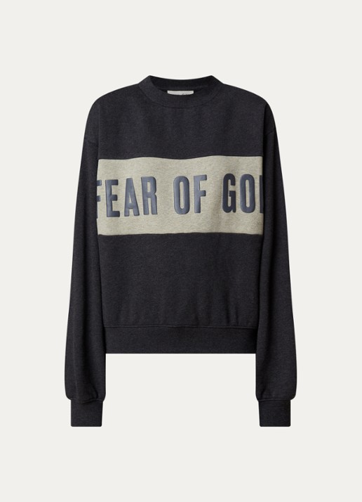 Fear of God Essentials Sweater met logo- en backprint - voorkant 4 donkergrijs