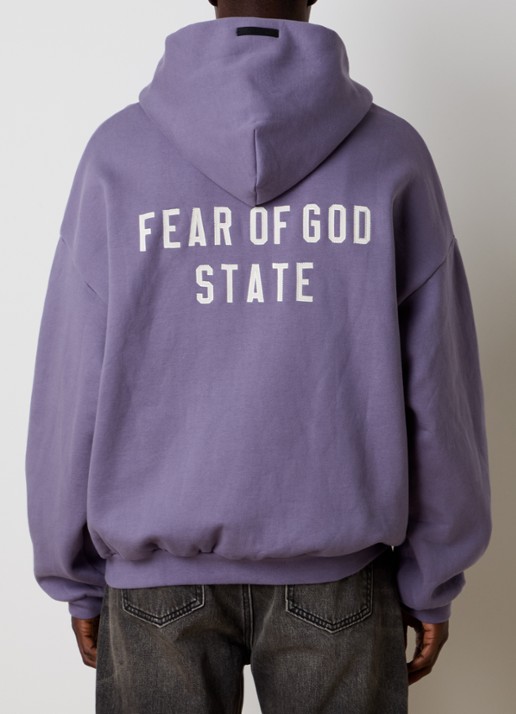 Fear of God Essentials Sweatvest met backprint en capuchon - detail lavendel