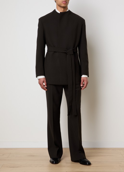 Fear of God Straight fit pantalon in wolblend met steekzakken - voorkant 3 donkerbruin