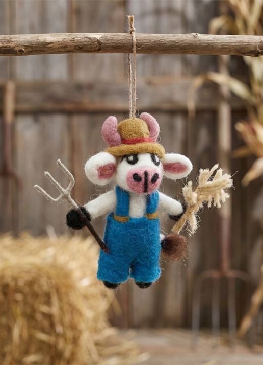 Felt So Good Angus the Cow kersthanger 12 cm - achterkant 3 blauw