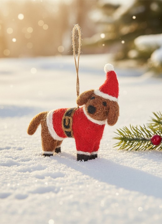 Felt So Good Buddy the Festive Dog kersthanger 8 cm - detail 2 rood