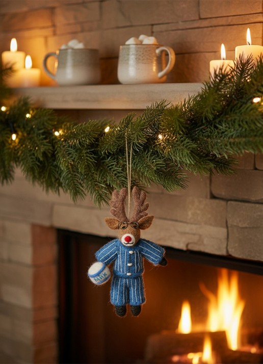 Felt So Good Christmas Pyjamas Rudolph kersthanger 15 cm - achterkant blauw