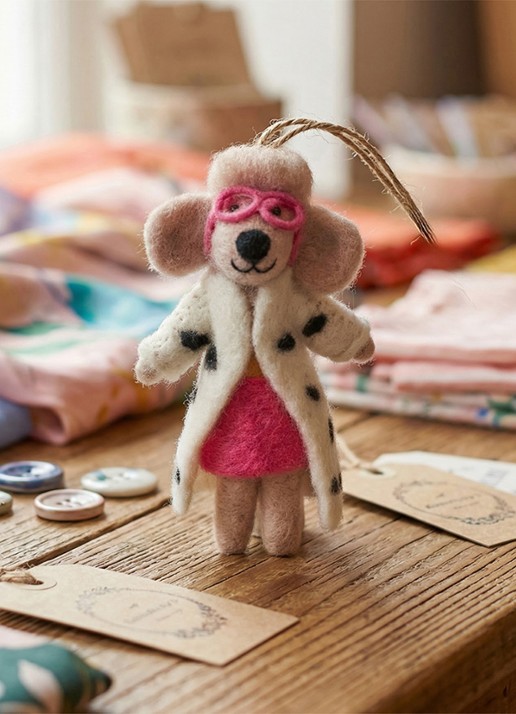Felt So Good Dellie the Fashion Poodle kersthanger 13 cm - achterkant 2 roze