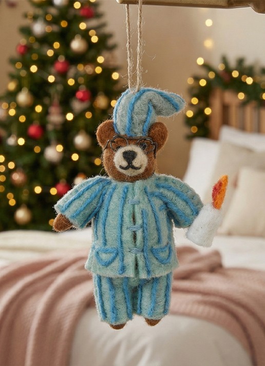 Felt So Good Ebenezer Bear kersthanger 13,5 cm - voorkant 2 blauw