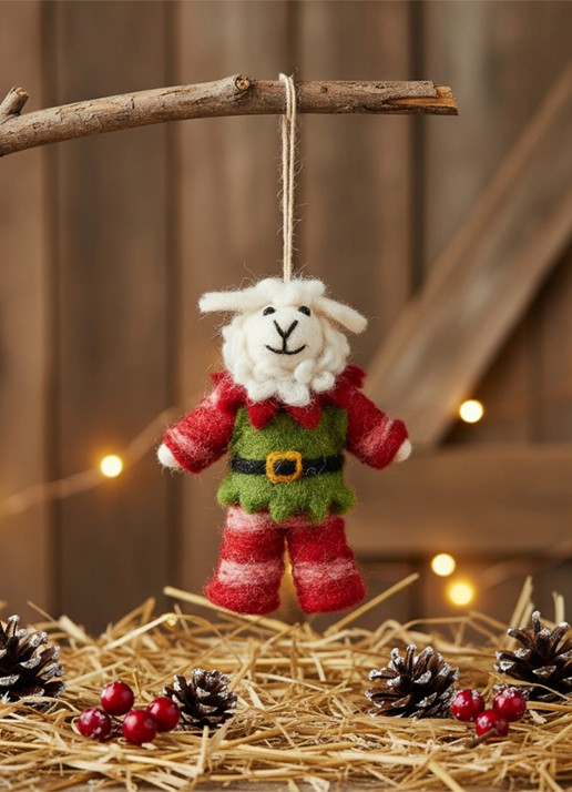 Felt So Good Elfie Sheep kersthanger 14 cm - voorkant 3 rood
