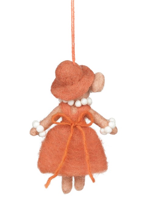 Felt So Good Evelyn the Mouse kersthanger 12 cm - voorkant 4 oranje