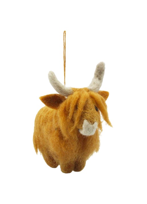 Felt So Good Highland Cow kersthanger 12 cm