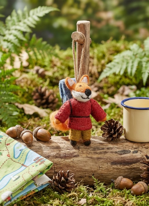 Felt So Good Hiking Fox kersthanger 10 cm - detail 4 rood