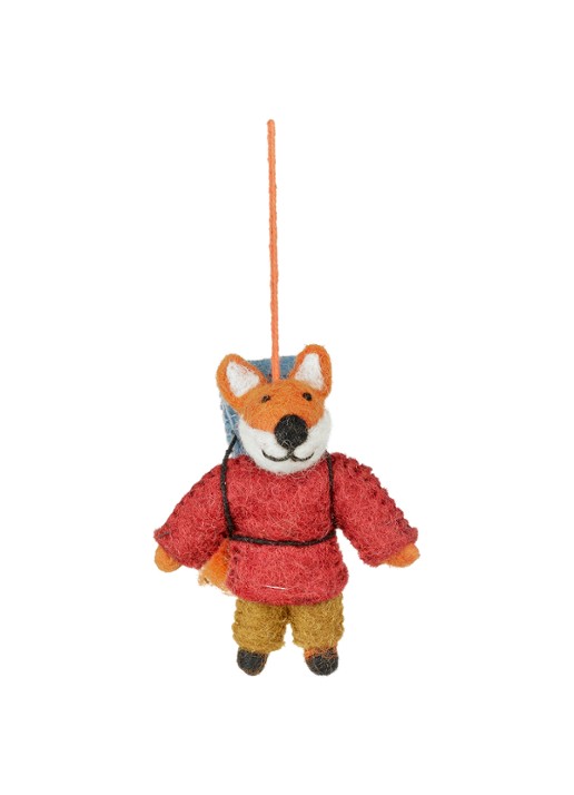 Felt So Good Hiking Fox kersthanger 10 cm - voorkant 2 rood