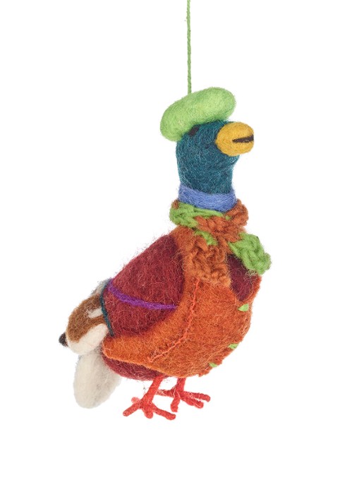Felt So Good Master Mallard the Duck kersthanger 14 cm - voorkant 3 oranje