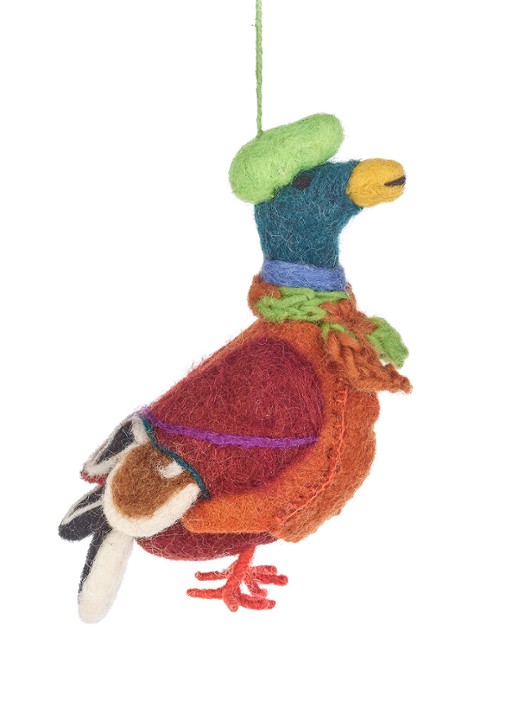 Felt So Good Master Mallard the Duck kersthanger 14 cm - voorkant 4 oranje