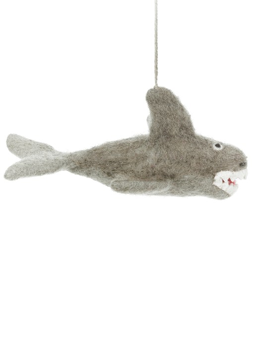Felt So Good Megaladon Shark kersthanger 7,5 cm - detail 4 grijs
