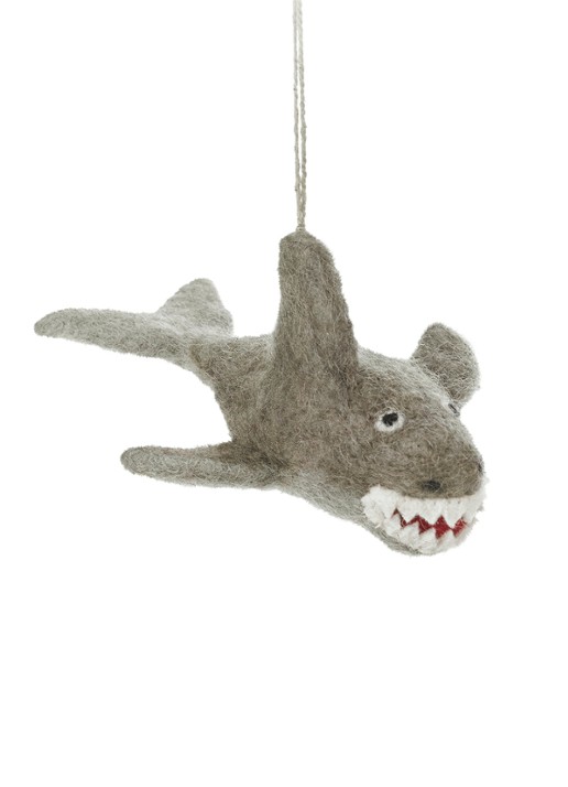 Felt So Good Megaladon Shark kersthanger 7,5 cm - detail 5 grijs