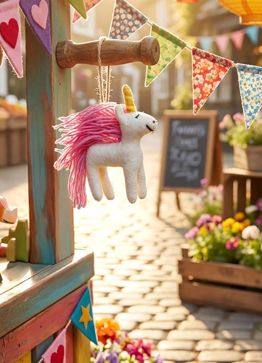 Felt So Good Mystic Unicorn kersthanger 13 cm - achterkant 2 wit