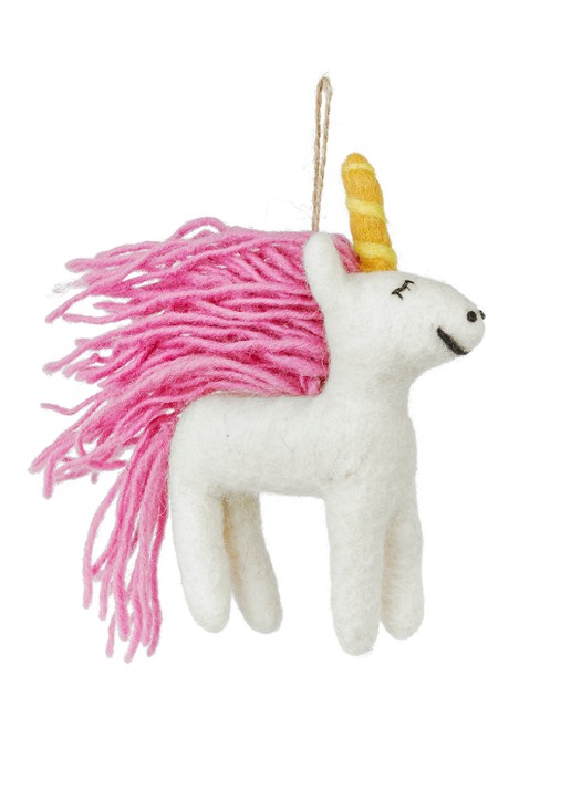 Felt So Good Mystic Unicorn kersthanger 13 cm - voorkant 4 wit