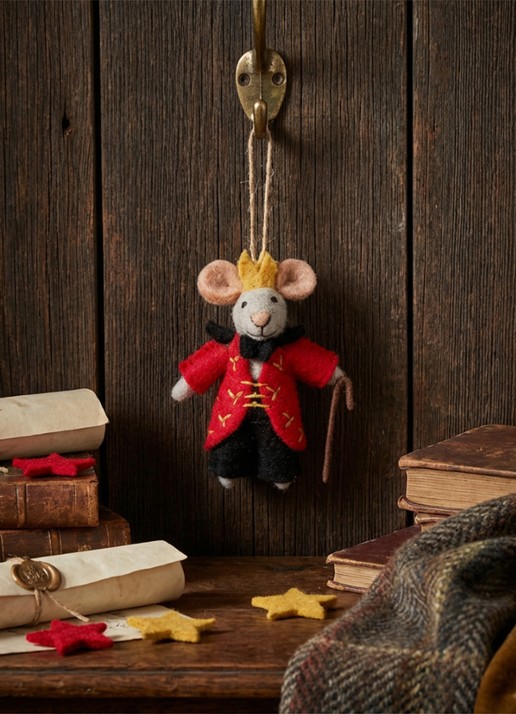 Felt So Good Nutcracker Mouse King kersthanger 10 cm - voorkant 3 rood
