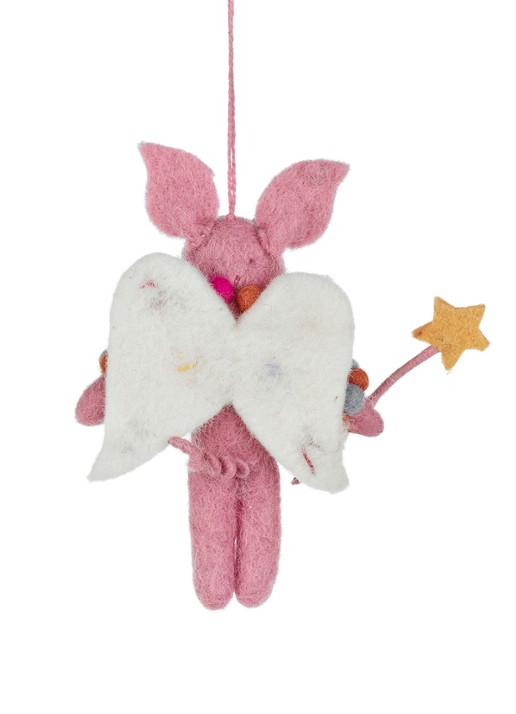 Felt So Good Penelope Porker kersthanger 12 cm - achterkant 3 roze