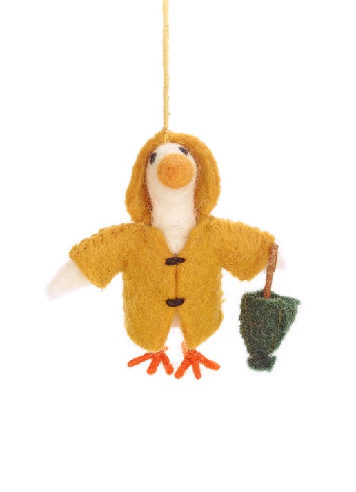 Felt So Good Puddles the Goose kersthanger 9 cm - voorkant 2 mosterd