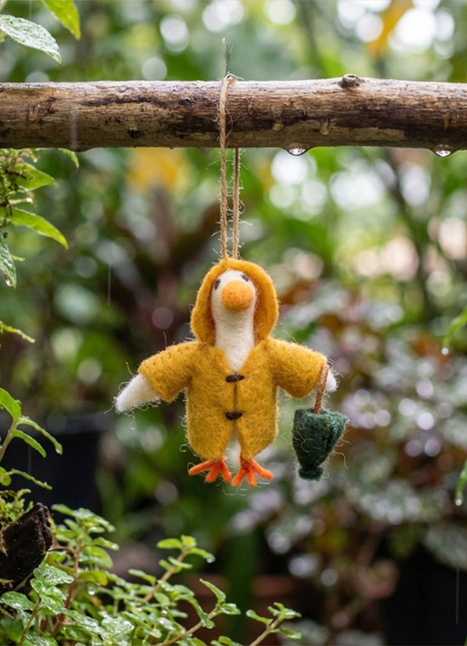 Felt So Good Puddles the Goose kersthanger 9 cm - voorkant 3 mosterd