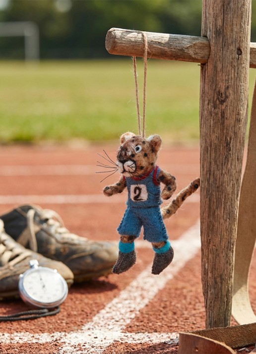 Felt So Good Running Cheetah kersthanger 12 cm - achterkant 2 blauw