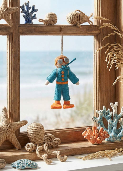 Felt So Good Scuba Steve kersthanger 10 cm - detail 5 blauw