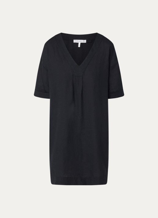 Femilet by Chantelle Mini T-shirt jurk met splitten - voorkant 2 zwart