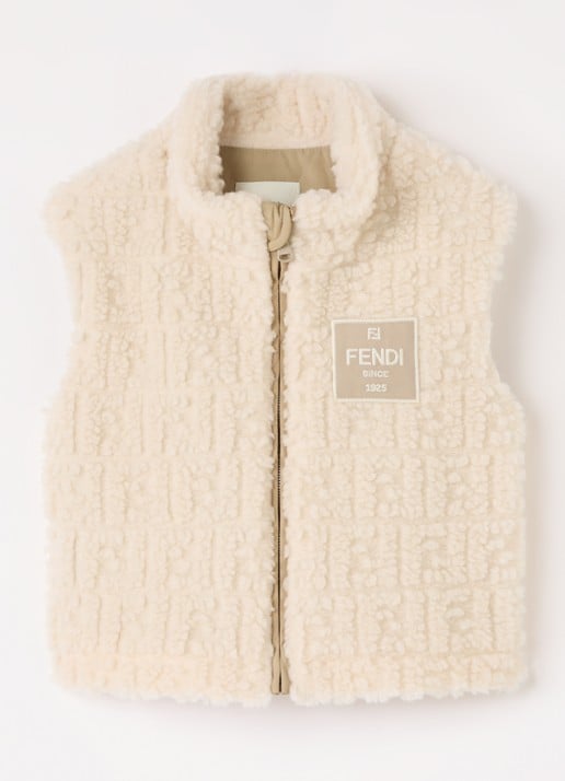 Fendi Bodywarmer van teddy - voorkant beige