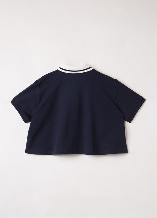 Fendi Oversized polo met logoprint - voorkant 2 donkerblauw