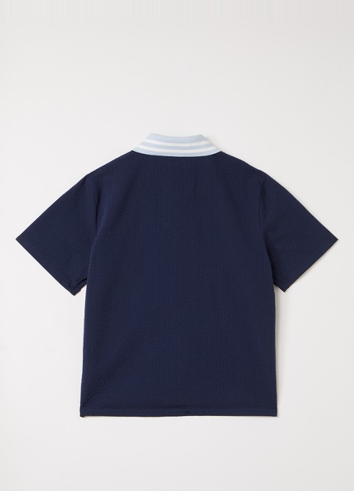 Fendi Polo met logoborduring - voorkant 2 donkerblauw