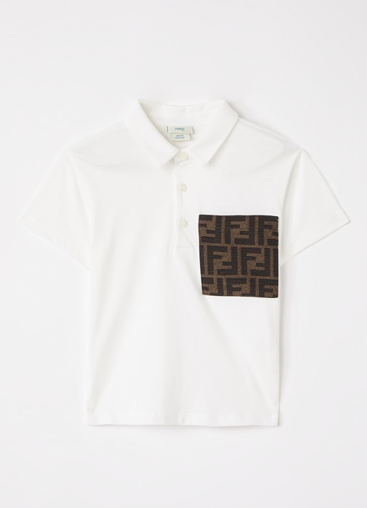 Fendi Polo met logoborduring - voorkant wit