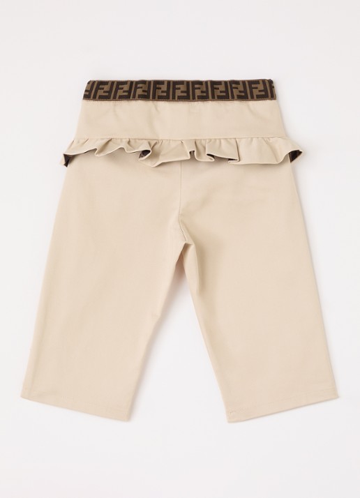 Fendi Straight fit broek met logoband - voorkant 3 ivoor