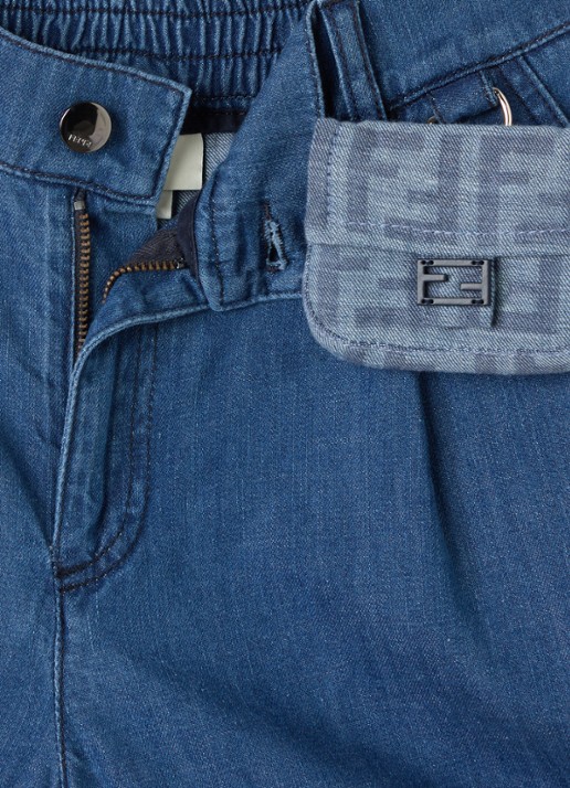 Fendi Wide fit korte broek van denim  - detail 3 indigo
