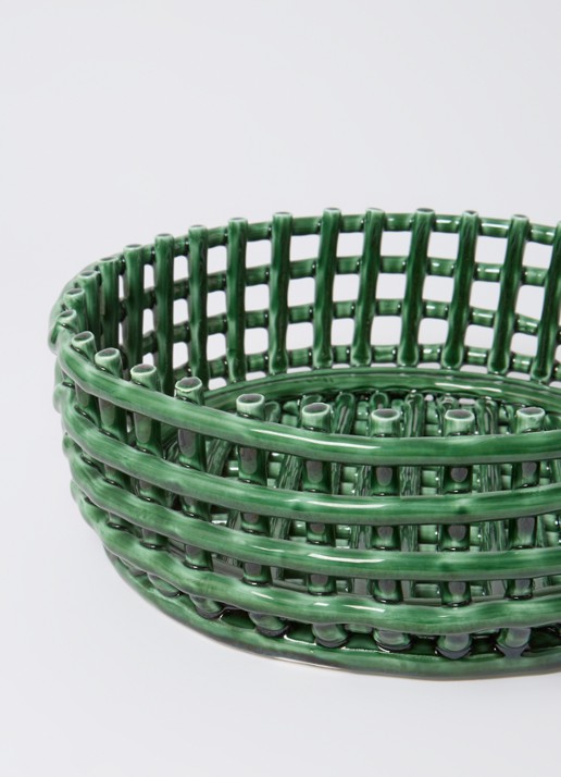 ferm LIVING Ceramic Centrepiece fruitschaal 29 cm - voorkant 2 donkergroen