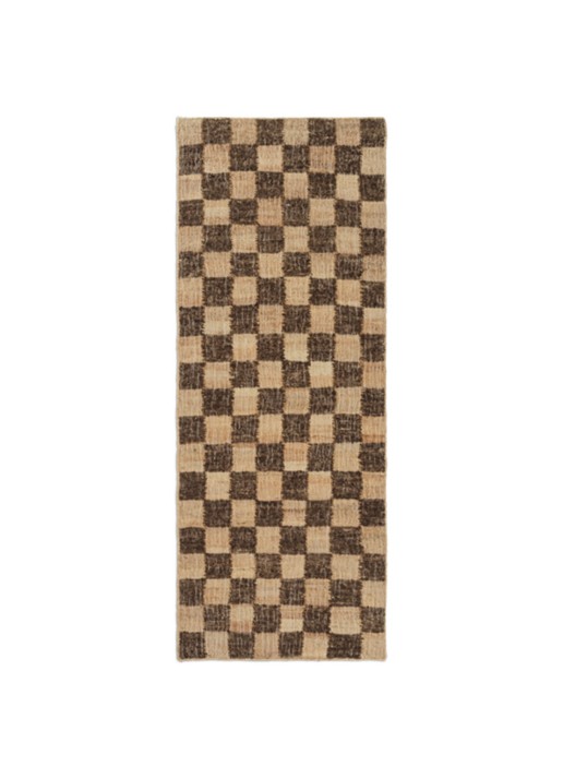 ferm LIVING Check tafelloper 180 x 70 cm - voorkant 2 donkerbruin